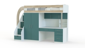 Кровать-чердак с рабочей зоной Мираж 5 BMS со шкафом