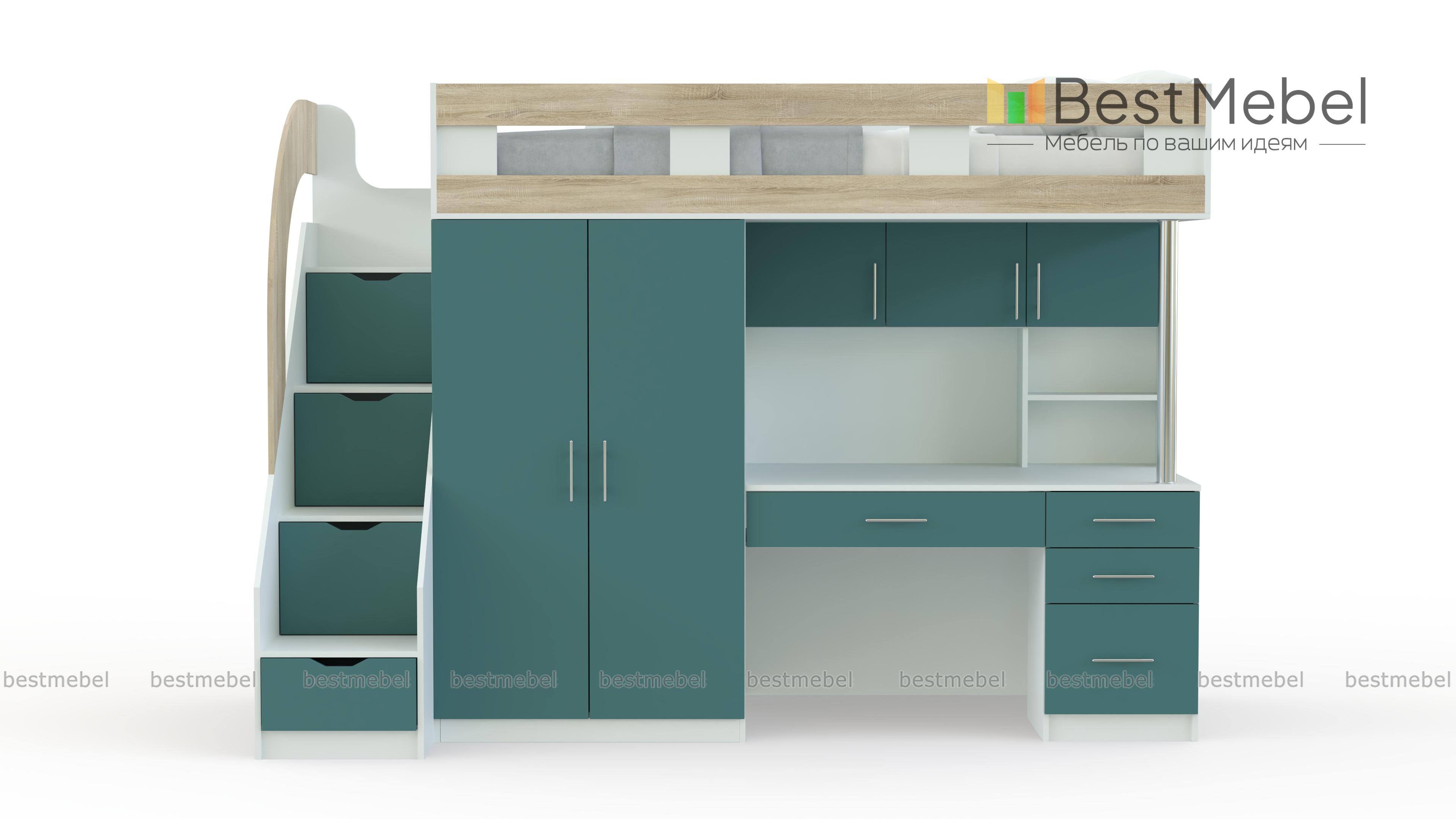 Кровать-чердак с рабочей зоной Мираж 5 BMS - Фото