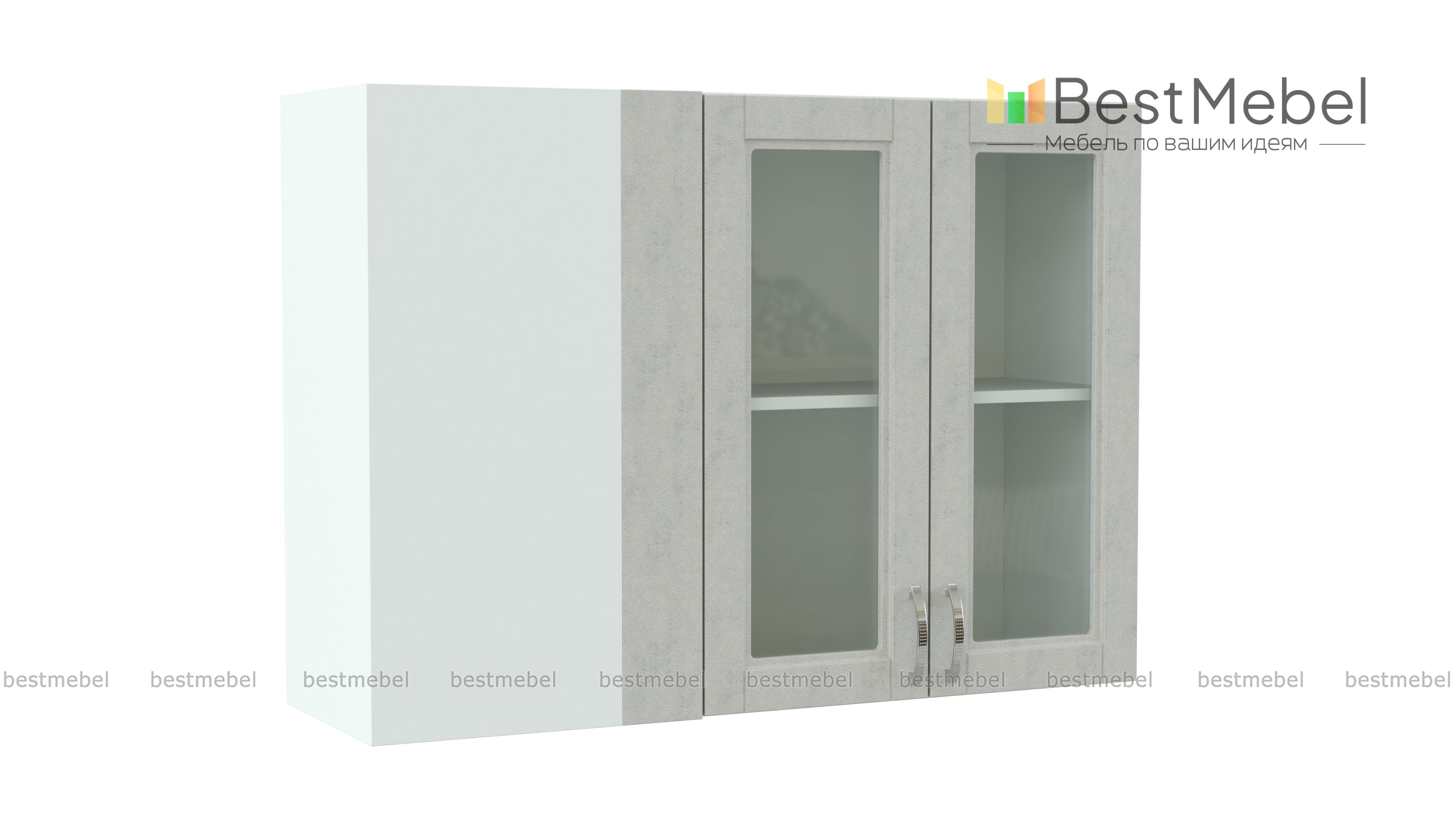 Шкаф верхний Лондон угловой со стеклом BMS - Фото