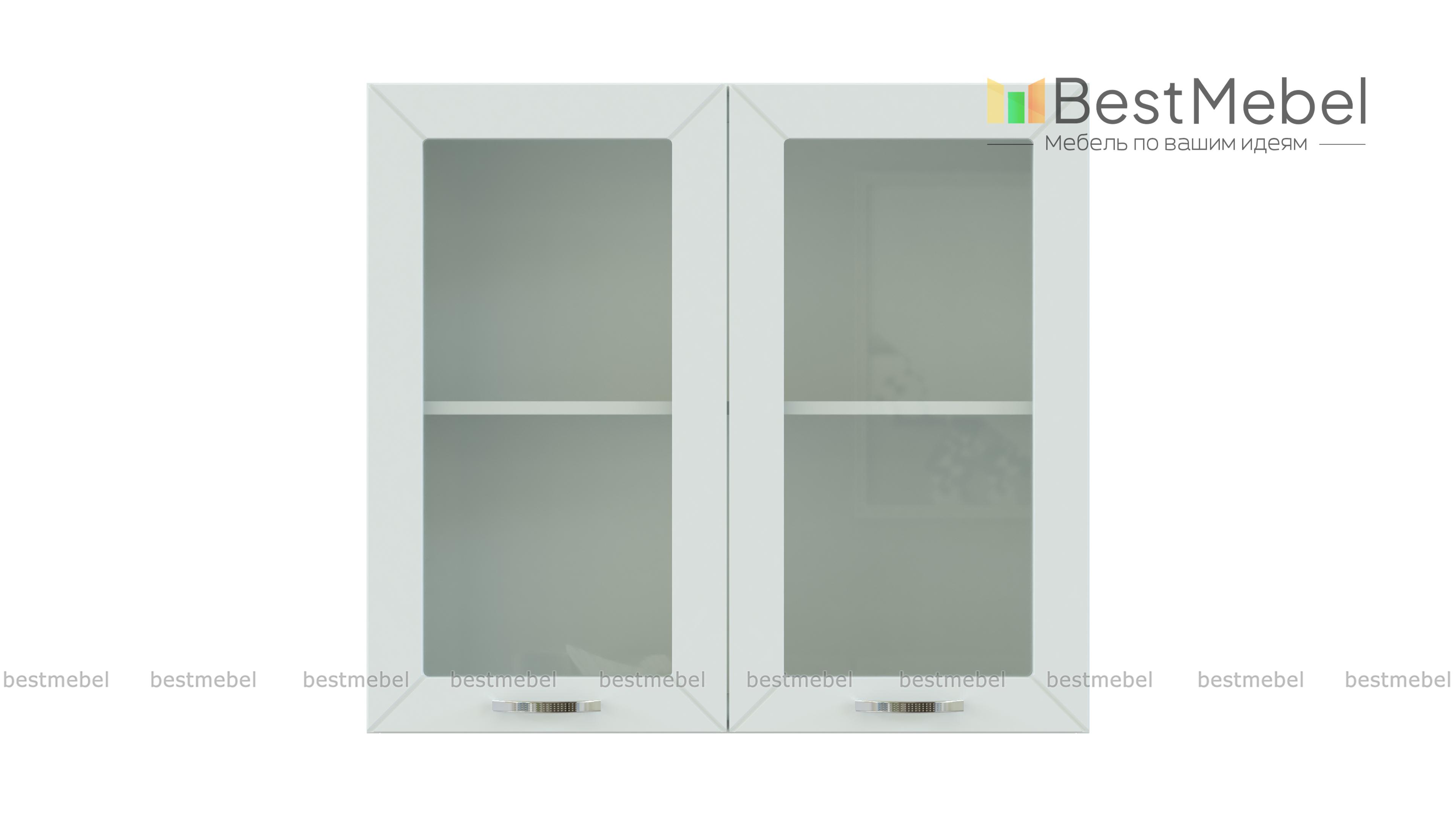 Шкаф верхний 2 двери со стеклом Агава BMS - Фото