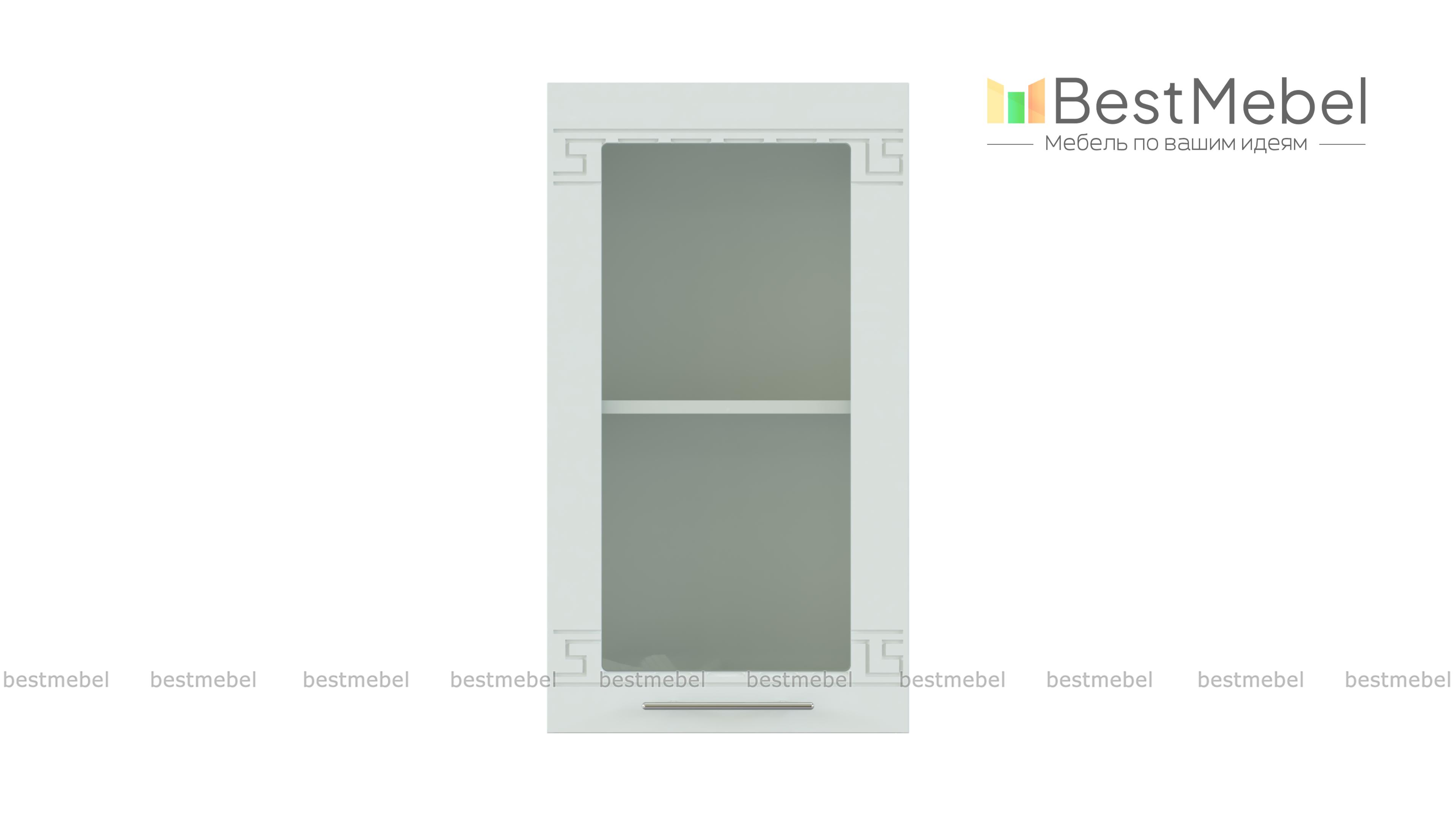 Шкаф навесной со стеклом 1 дверь Греция BMS - Фото