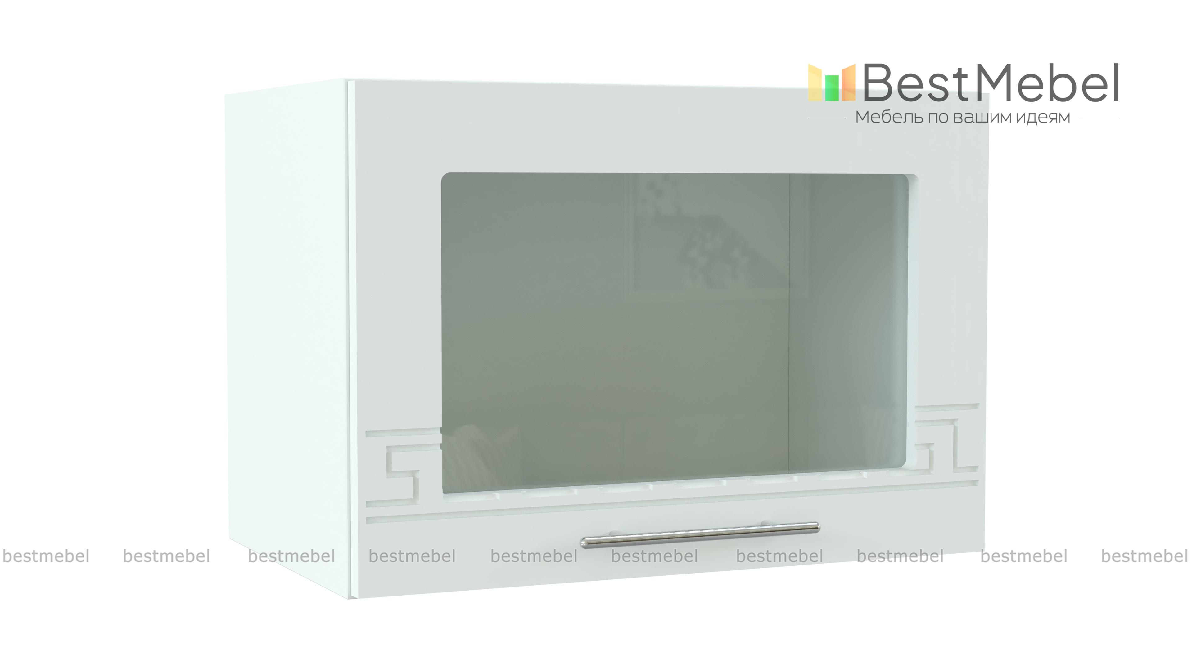 Шкаф навесной под вытяжку со стеклом Греция BMS - Фото